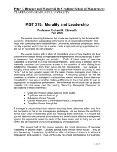 MGT 315: Morality and Leadership