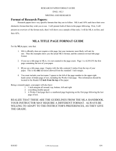 Format of Research Papers: MLA TITLE PAGE FORMAT