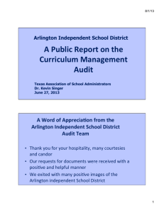 Curriculum Audit Results - Arlington Independent School District