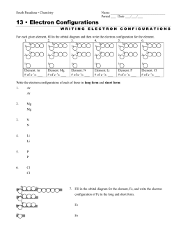 Electron Configuration Worksheet