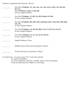 Chemistry Assignment Sheet Ch
