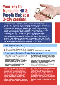Your key to Managing HR & People Risk at a 2day seminar.