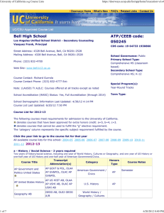Bell High School Course List for 2012-13, the - arabic