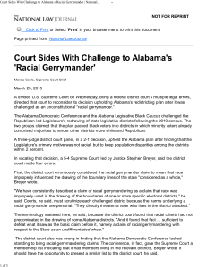 Court Sides With Challenge to Alabama s Racial Gerrymander