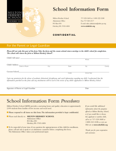 School Information Form Procedures School Information Form