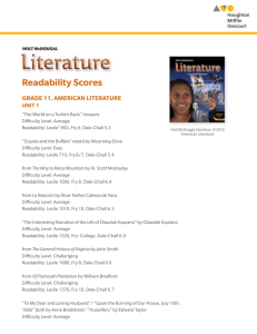 Readability Scores - Houghton Mifflin Harcourt