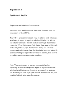 Experiment A Synthesis of Aspirin