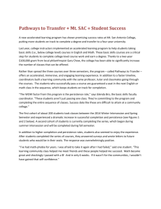 Pathways to Transfer + Mt. SAC = Student Success