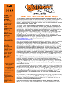 Fall 2015 Newsletter - EMERITI ASSOCIATION