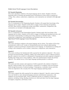 Middle School World Languages Course Descriptions: M/J Spanish