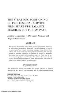 the strategic positioning of professional service firm start-ups