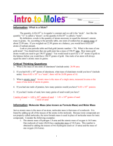 Information: What is a Mole? Critical Thinking Questions