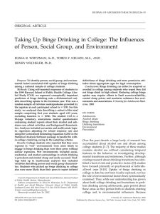 Taking Up Binge Drinking in College: The Influences of Person