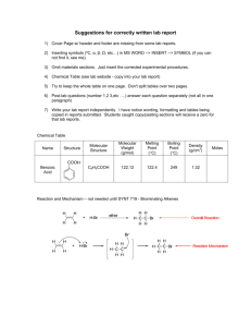 Suggestions for correctly written lab report