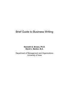 Brief guide to Business Writing