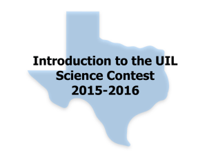 Introduction to the UIL Science Contest 2015-2016
