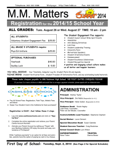 Registrationfor the 2014/15 School Year