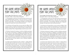 The Great Gatsby Essay Prompts The Great Gatsby Essay Prompts