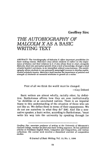 The Autobiography of Malcom X As a Basic Writing Text
