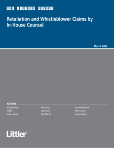 Retaliation and Whistleblower Claims by In-House Counsel