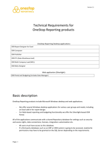 Technical Requirements for OneStop Reporting products Basic