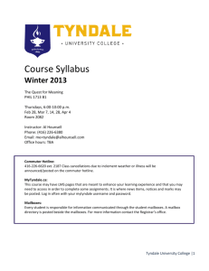 Course Syllabus - Tyndale University College & Seminary