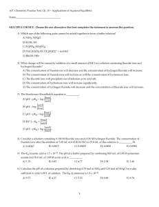 A.P. Chemistry Practice Test: Ch. 15