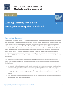 Aligning Eligibility for Children: Moving the Stairstep Kids to Medicaid