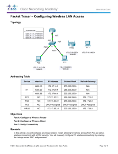 Packet Tracer – Configuring Wireless LAN Access
