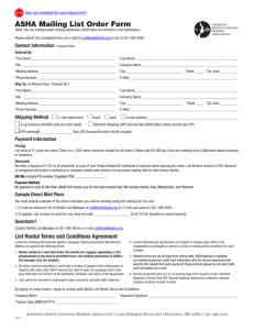 ASHA Mailing List Order Form - American Speech