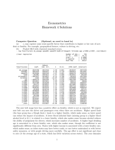 Econometrics Homework 4 Solutions
