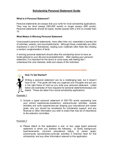 Personal Statement. Student Guide