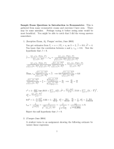 Sample Exam Questions in Introduction to Econometrics This is