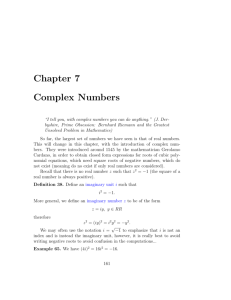 Chapter 7 Complex Numbers
