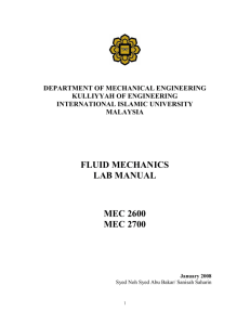 fluid mechanics lab manual mec 2600 mec 2700