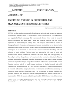 article - Journal of Emerging Trends in Economics and