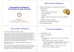 Computational intelligence: Introduction to basic concepts What is