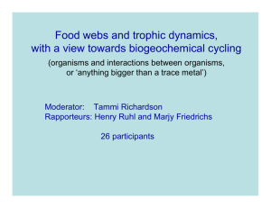 Food webs and trophic dynamics, with a view towards