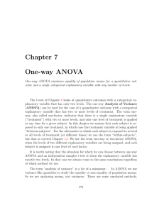 Chapter 7 One-way ANOVA