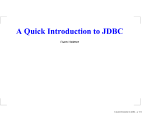 A Quick Introduction to JDBC