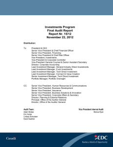 Investments Program - Final Audit Report