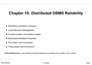 Chapter 10: Distributed DBMS Reliability