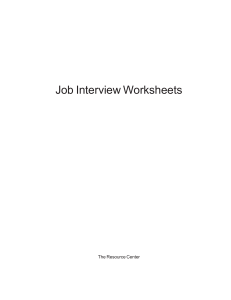 Job Interview Activity Sheets