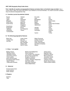Geography Review --- Study Guide 1 (Asia)