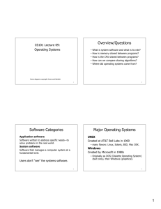Overview/Questions Software Categories Major Operating Systems