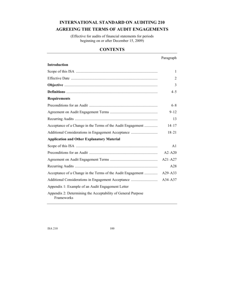 Isa Agreeing The Terms Of Audit Engagements