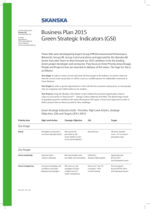 Business Plan 2015 Green Strategic Indicators (GSI)