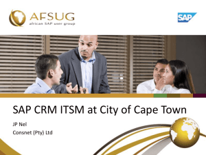 SAP CRM ITSM at City of Cape Town