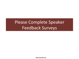Please Complete Speaker Feedback Surveys