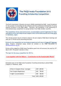 The PAQS–Iwata Foundation2015 Travelling Scholarship Competition